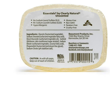 Clearly Natural Essentials Pure Glycerin Bar Soap Unscented